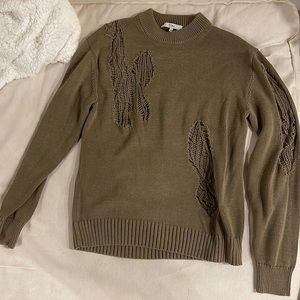 tibi distressed olive sweater